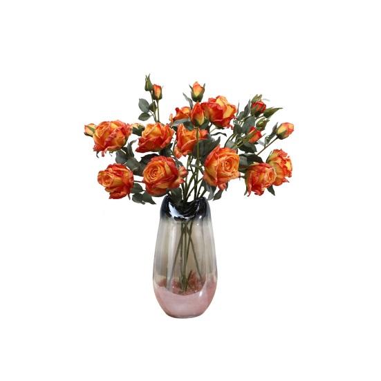 Artificial Rose Flower Realistic Vintage Fake Rose Bouquet with 2 Heads Blooms And 3 Buds for Wedding Flower Arrangement Home Party Table Centerpiece