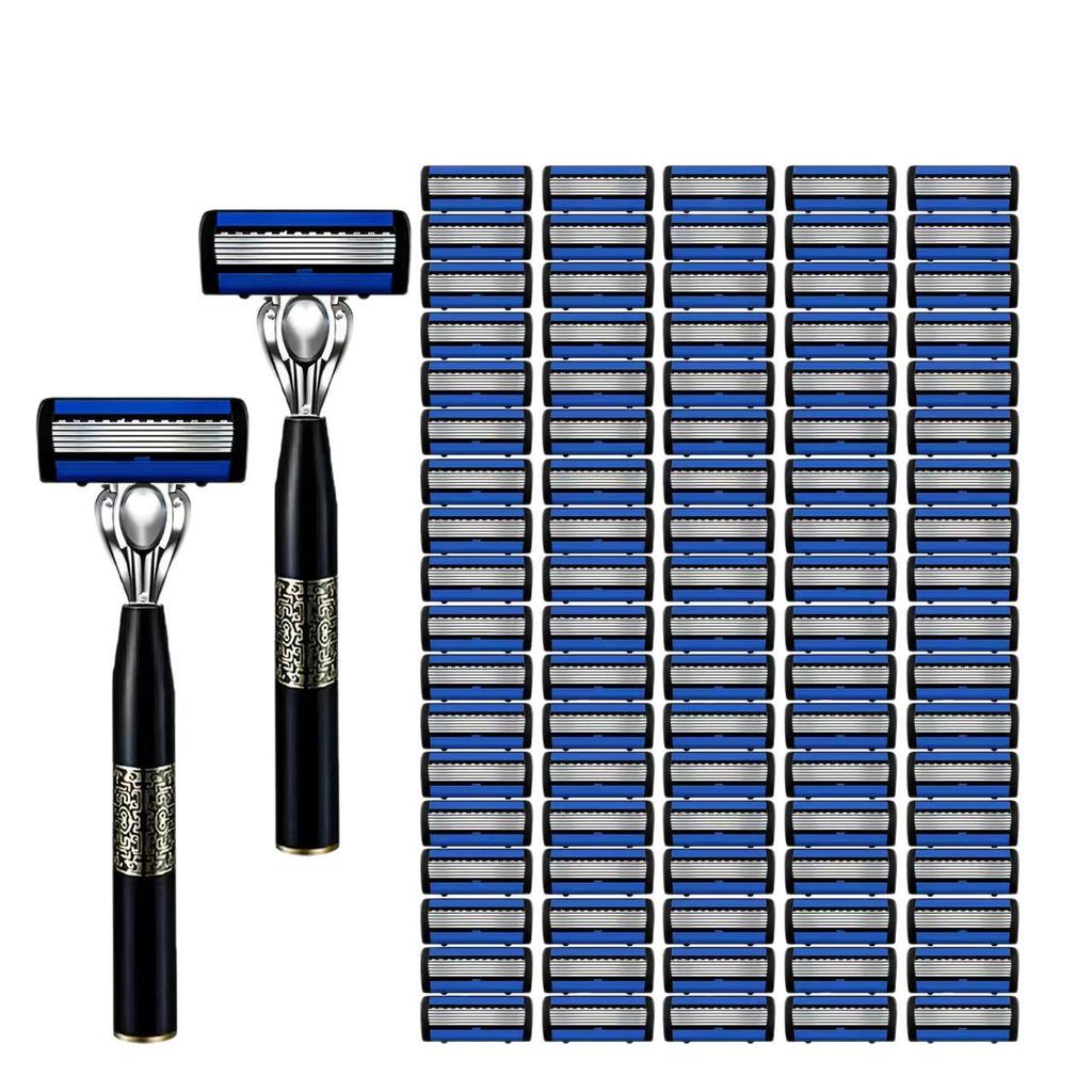 Men's Manual Razor with 6-Layer Stainless Steel Blades and Metal Handle for Cross-Border Dropshipping