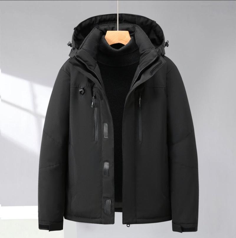 Detachable Hooded Fur Collar Cold Resistant Men's Winter Cotton Jacket Thickened Warm Lightweight Casual Loose Comfortable Cotton Clothes