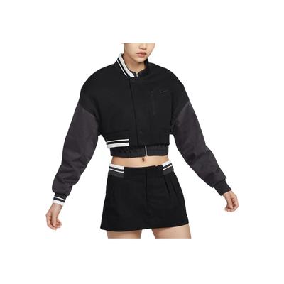 Sportswear Destroyer Short Casual Color Block Long Sleeve Jacket Women Jackets Black Coal-Black FN2315-010