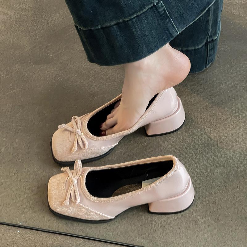 

Ретро Массивные Высокие Каблуки Новые Балетки для Женщин 40 розовый