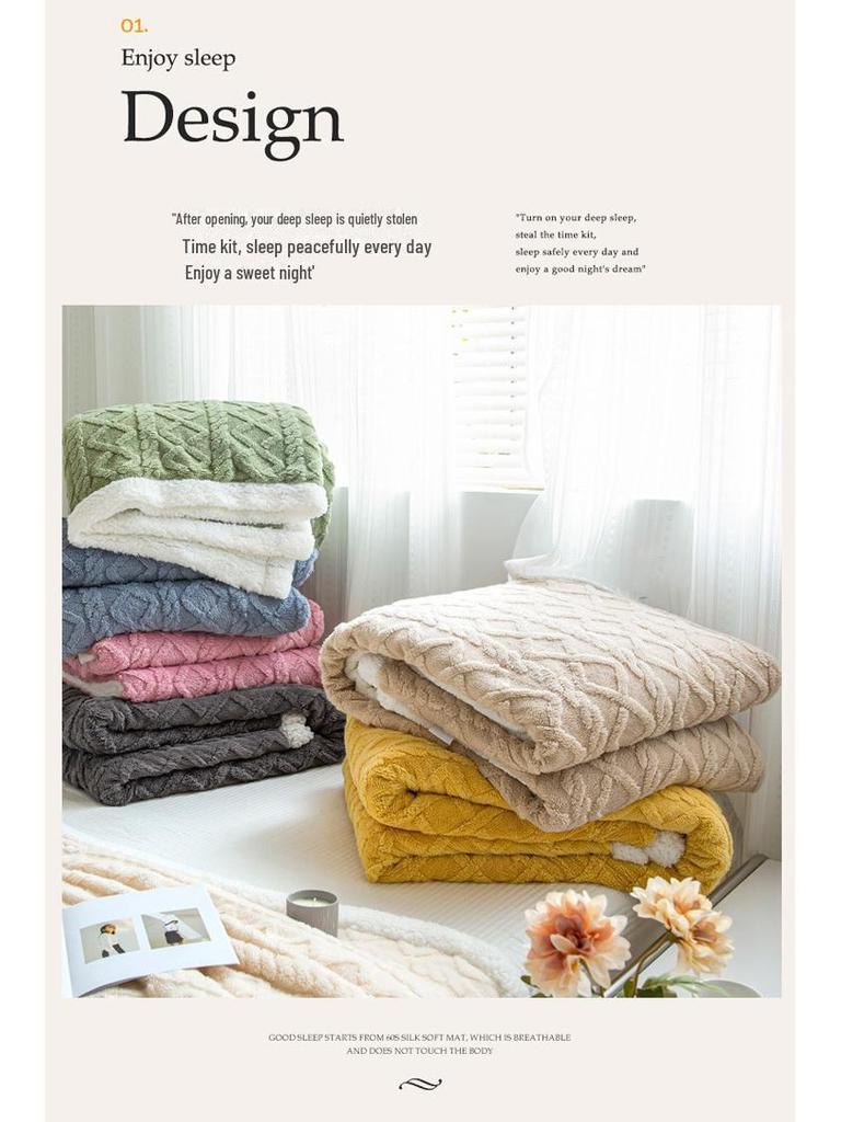 Tuff Lamb Fleece Nordic Sofa Blanket: Soft, Solid Color, Year-Round Use