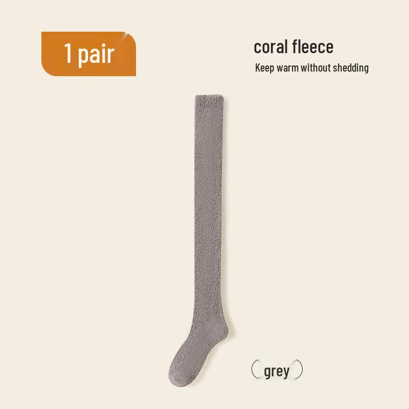 Women's Thick Coral Fleece Mid-Tube Socks: Warm, Non-Shedding, Solid Color – Perfect for Maternity and Floor Wear