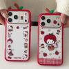 Cute IMD Red Apple 3D KT Phone Case For iPhone 17 Pro Max 16 15 14 Pro Max 13 Shockproof Bumper Protection Hard Back Cover Caps