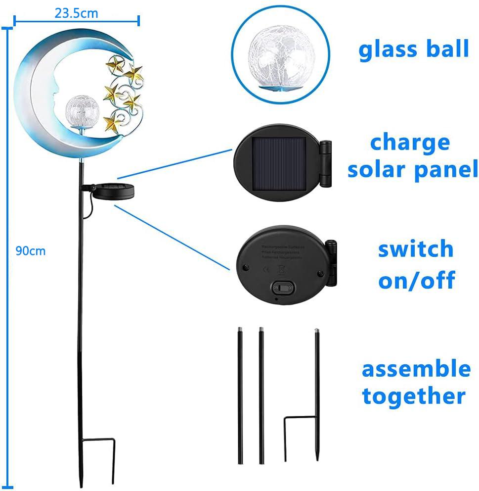 

JYL TS/001,Solar Blue Moon Iron Ground Stake Light with Light Sensor for Creative Ambience in Garden Patio and Lawn Photography One Size бездна