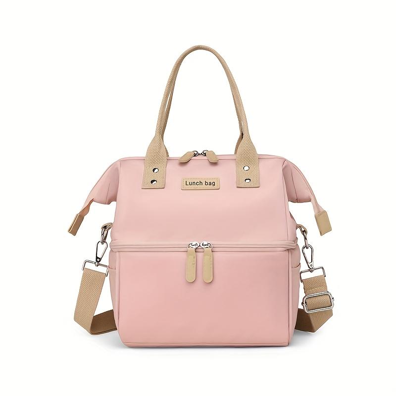 

Стильная термосумка для ланча большой вместимости, повседневный модный мешочек для хранения, сохраняет тепло и холод, подходит для работы, кемпинга, не контактирует с пищей розовый