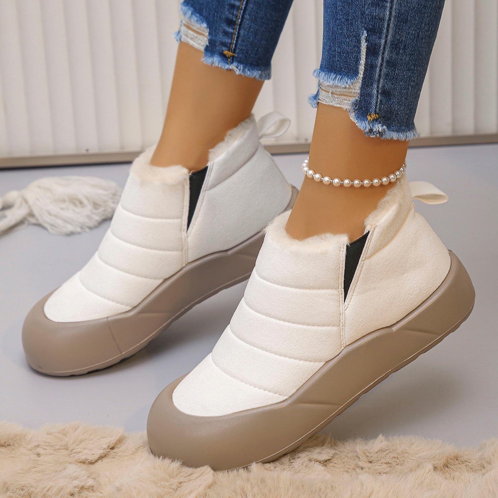 

Women s Fashion Color Warm Big Size Short Cylinder Round Toe Fashion Women s Boots 40 білий