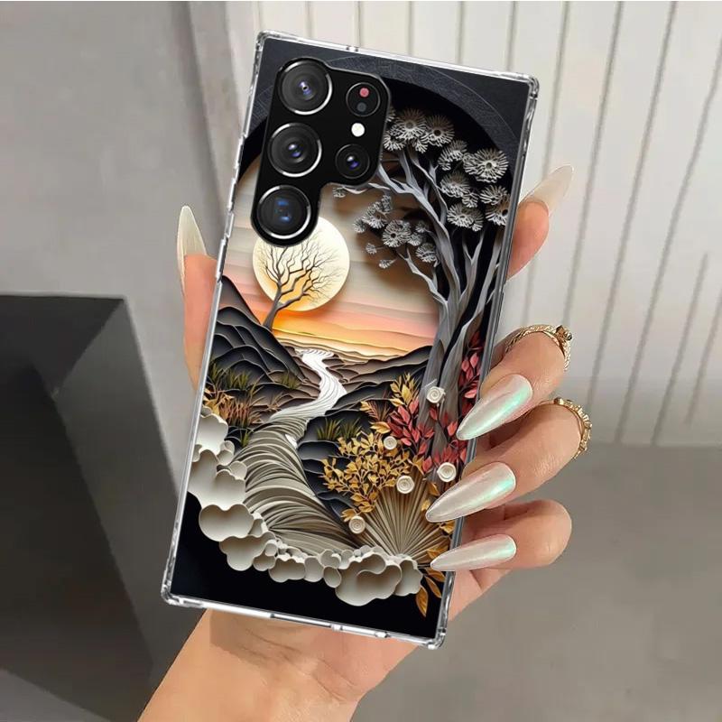 Natural Trees in Mountain Ranges Phone Case for Samsung Galaxy S26 S24 S23 Ultra S25 Edge S22 S21 Plus S20 FE + Soft Print Shell