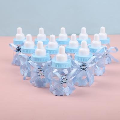 12 pcs Biberon Mini Boîtes à Bonbons en Plastique Bleu Rose Blanc Cadeaux Faveurs Baby Shower Décorations Fête Révélation Genre Garçons Filles