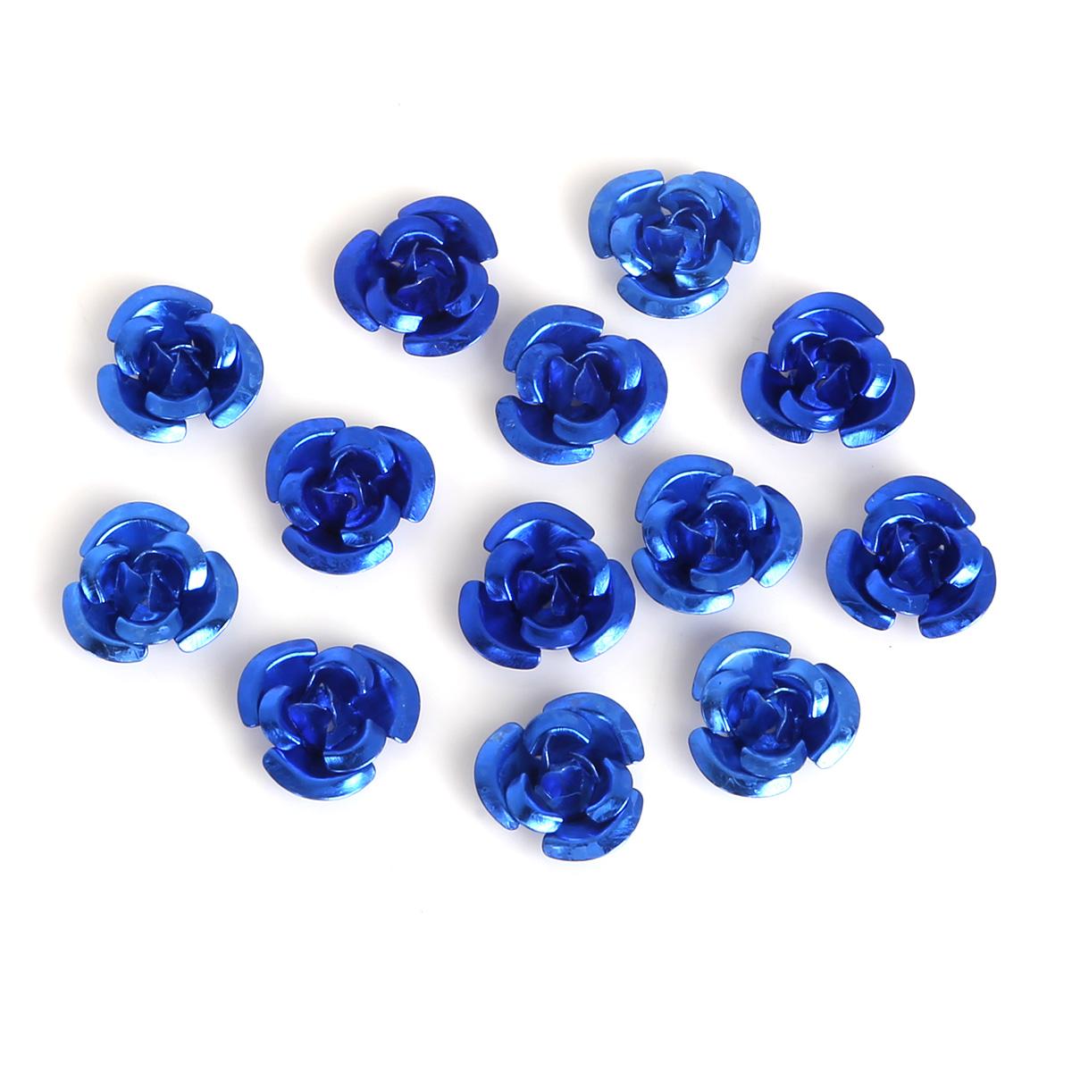 

100 шт., алюминиевые украшения в форме роз, производство, свадебная вечеринка, сделай сам, украшения, разноцветные бусины, украшение для дома 12mm синий