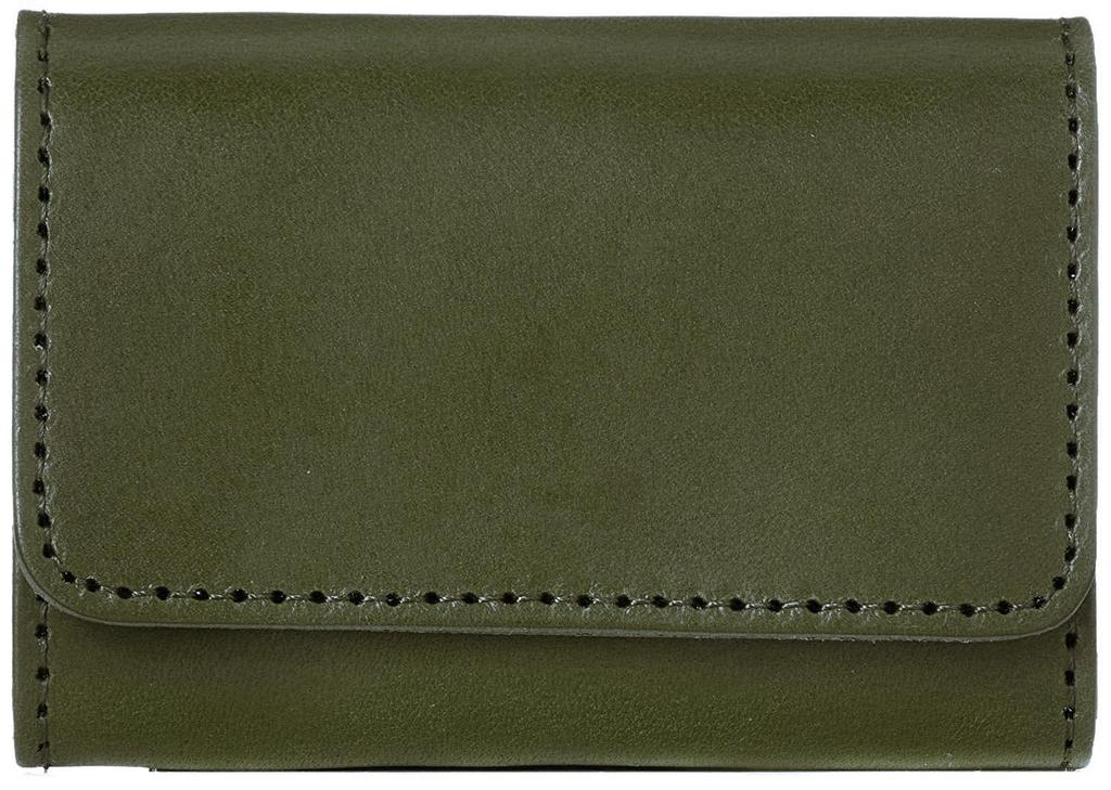 Green Tochigi Leather Business Card HolderCard Case for Men and Women, Made in Japan with Genuine Tochigi Leather. Lightweight, with snap closures,