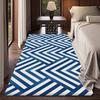 Navy Blue Geometric Floor Mat INS Style Soft Bedroom Floor House Laundry Room Mat Anti-skid Bedside Area Rugs