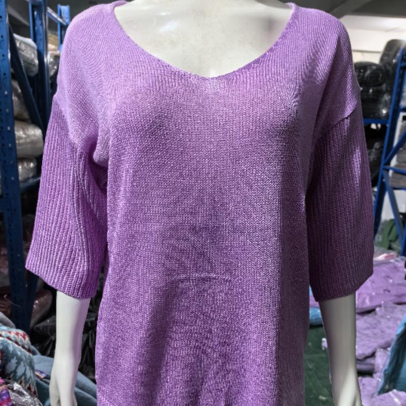 Fashion Solid Plus Größe Gestrickte Pullover Frauen Casual Herbst Dünne Grundlegende V-ausschnitt Pullover Pullover Frauen Kurzarm Einfache Strickwaren Tops 24600