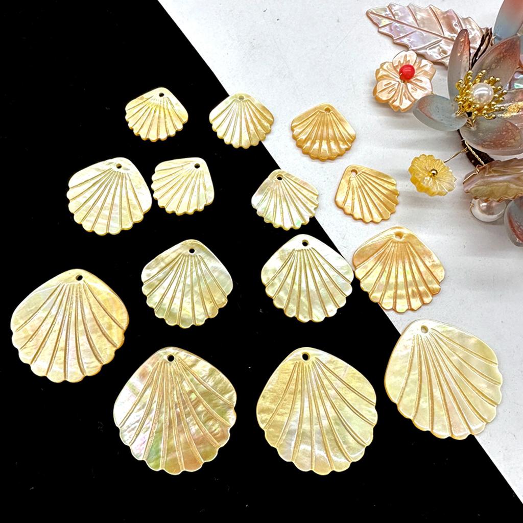10Pcs, Boho Natural Shell Pendant With Hole, Handmade Sector Charms for Jewelry Making DIY Necklace Accessories