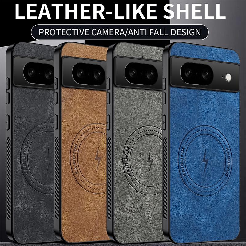 For Google Pixel 7 Sheepskin Magnetic Case For Google Pixel 7 Fashion Lightning Pattern Leather Phone Cover Capa For Google 7