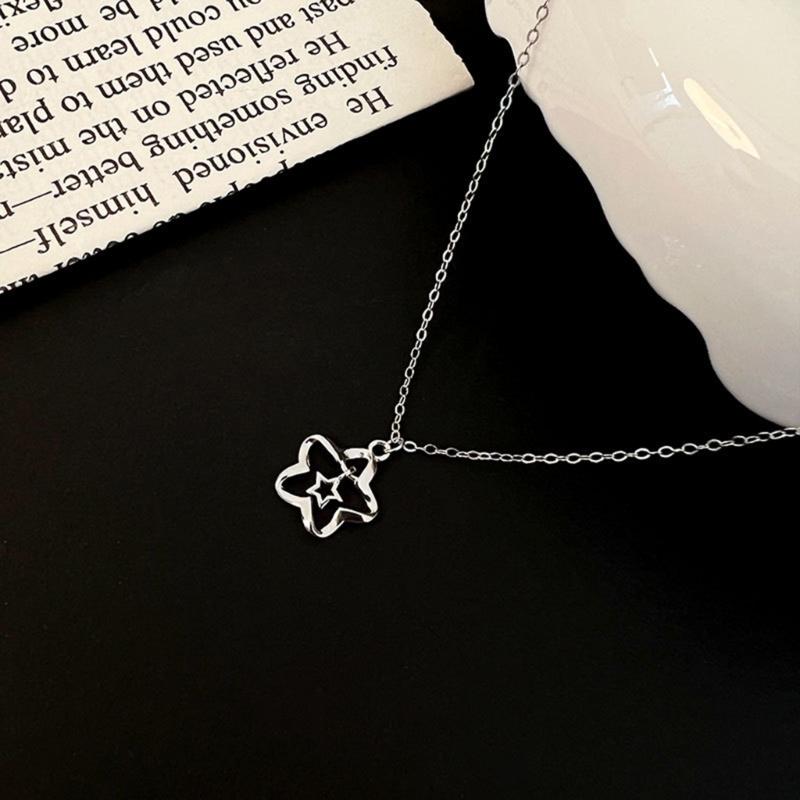 Pentagram Pendant Necklace Star Necklace Jewelry Hollow Out Star Choker Alloy Material Party Jewelry for Women Girl Gift