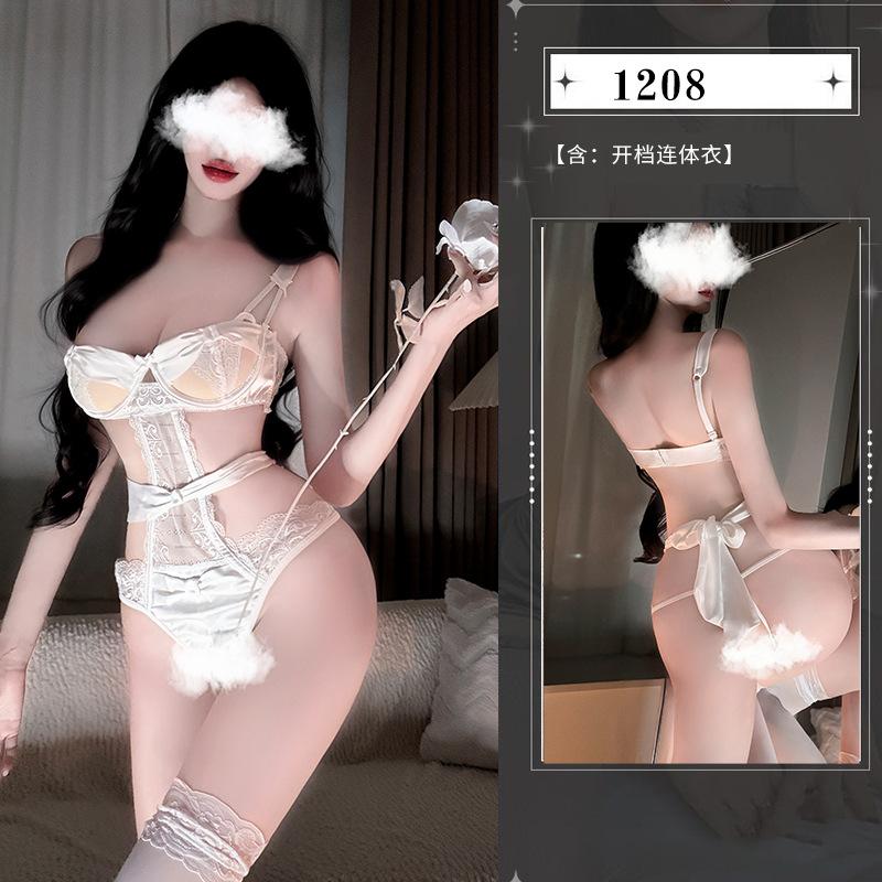 Sexy underwear suspender onesie lace suit seduction uniform hollow sexy small chest women's steel ring