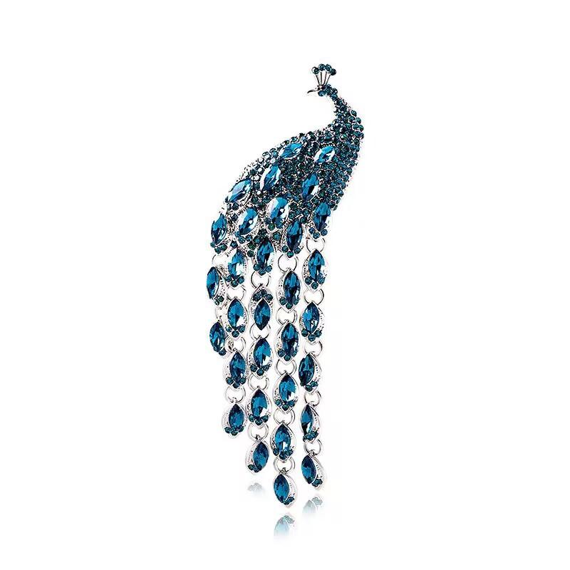 Diamond-innebygd tungindustri mote All-Match Peacock brosje