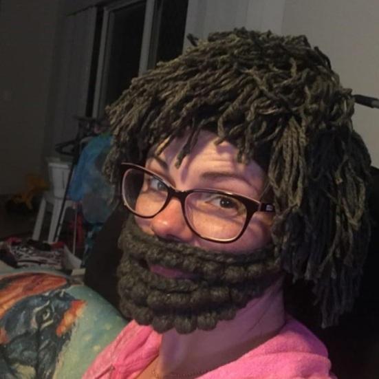 Wollmütze mit abnehmbarem Bart Warm Bequem Punk-Stil Mütze Halloween Weihnachtsfeiern Cosplay Zubehör