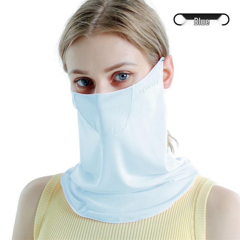 Ice Silk Women's Sunscreen Face Mask with 3D Eye Protection - Breathable, Thin, and Blush for Outdoor Cycling