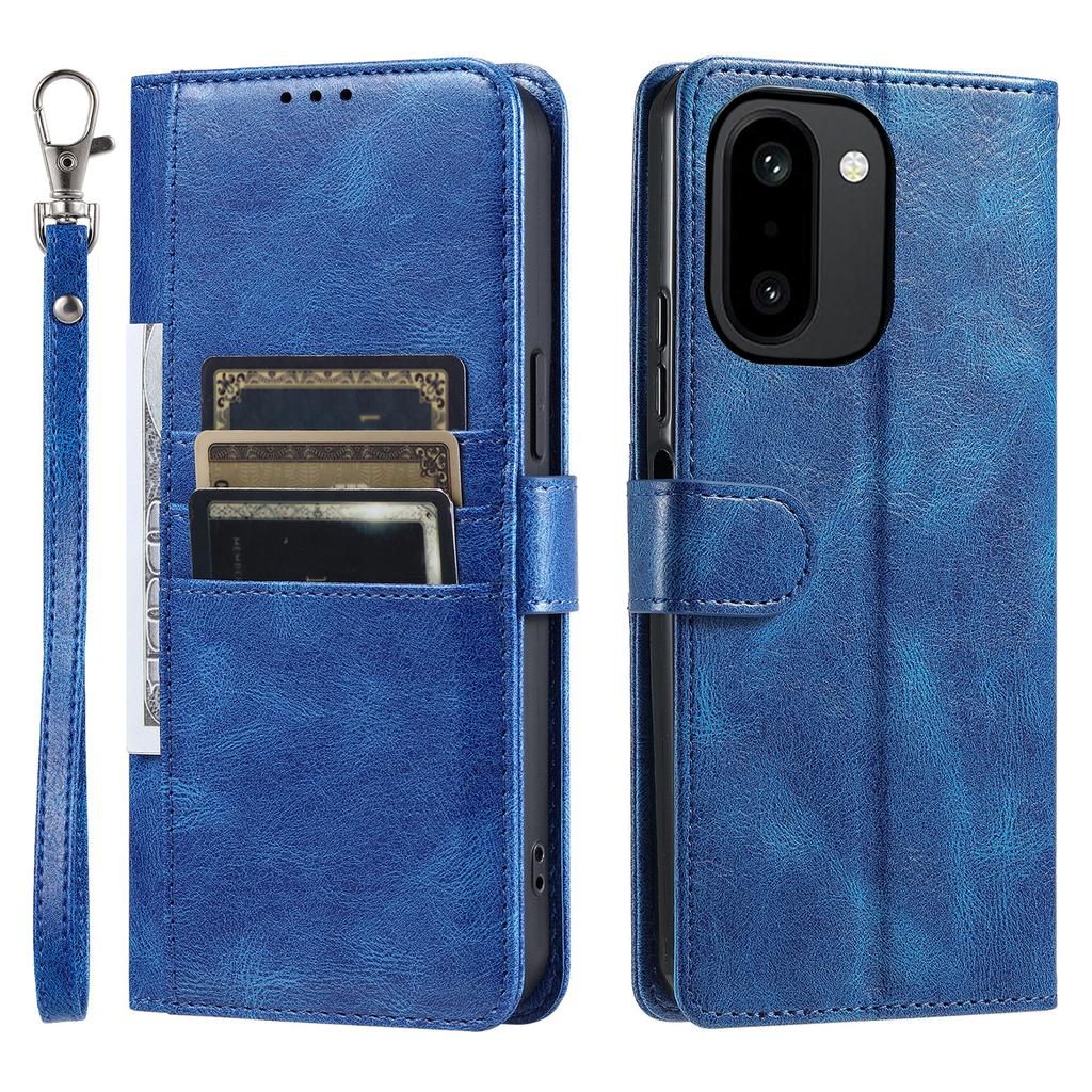 For OnePlus 15R 5G Case 6 Card Slots PU Leather Anti-Fall Phone Cover with Wrist Strap