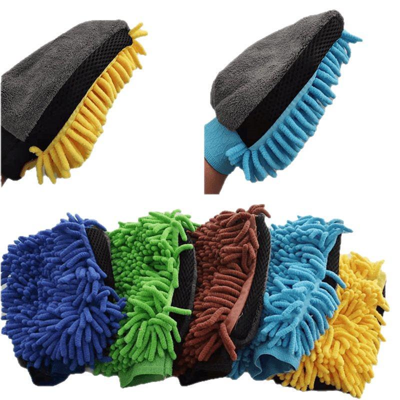 Chenille Coral Fleece Car Wash Glove - Bear Paw Design for Cleaning and Dusting