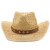 New Vintage Summer Beach Bohemian Straw Hat Shell Women Men Western Cowboy Hats Wooden Beads Hollow Out Sun Hat Holiday Cap