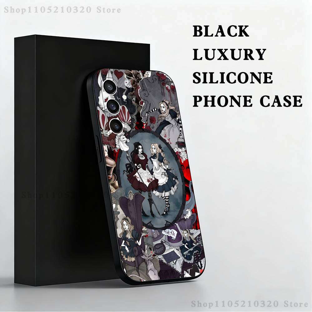 

A-Alice M-Madness Returns Phone Case For Samsung S25,S24 Ultra,S20,S30 plus,S22 plus,S23,S30 Ultra 5G Silicone Black Shell SamsungS25 5G