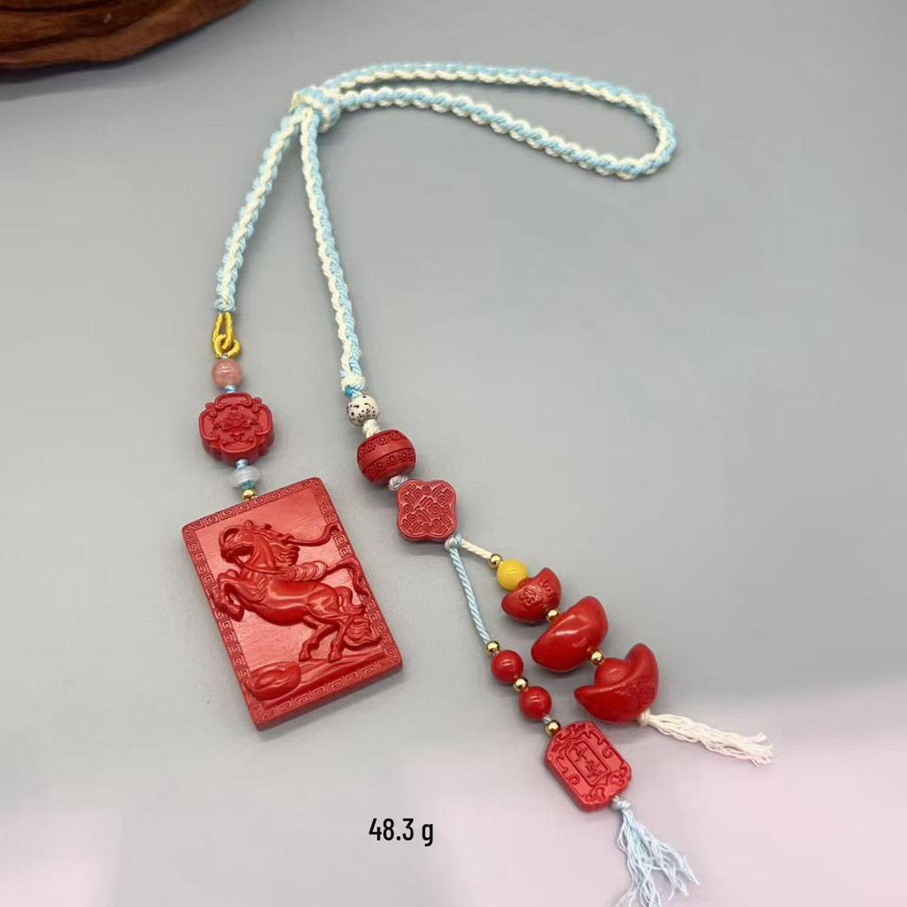 Authentischer Roter Sand Pixiu Drache & Phönix Anhänger: Sieben-Sterne-Schwert Kürbis Stil Auto- & Taschenhänge-Deko