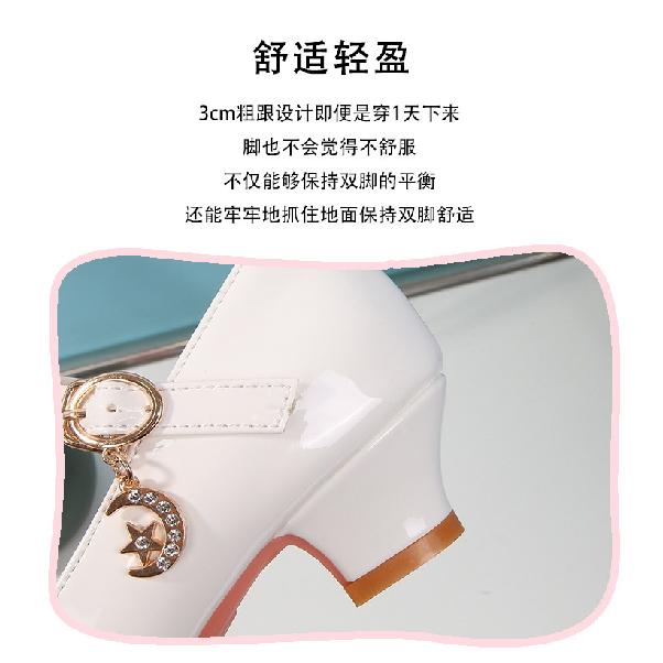 Girls High Heels New White Princess Leather Children's Shoes Performance Student Shoes-40Children's Dance Shoes5