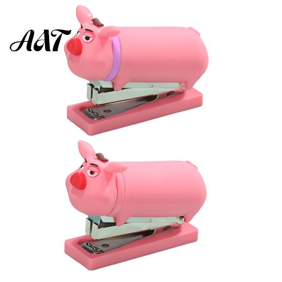 Functional Stapler for Receipts And Crafts Mini Cartoon Stapler, Cute Pig Shape, Portable Lightweight PVC Back to School Shell Binding Tool, Handheld