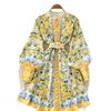French Court Style Lantern Sleeve Printed Summer Dress - Slim Fit, Waist-Cinching A-Line Skirt