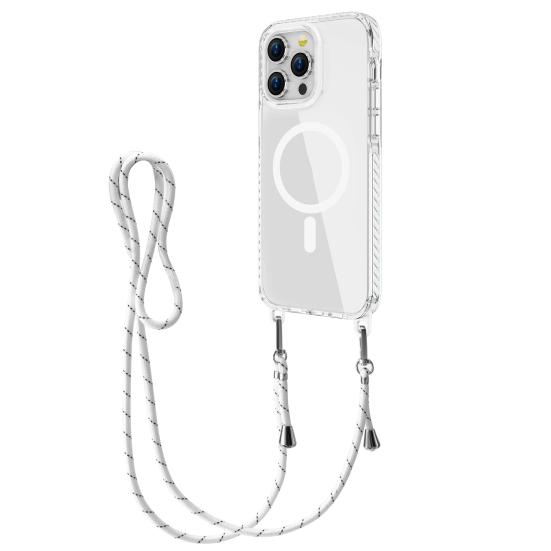 Magnetic Clear Phone Case for IPhone 16 Series Shockproof Crossbody Phone Case with Shoulder Strap Phone Protective Cover Compatible with for MagSafe