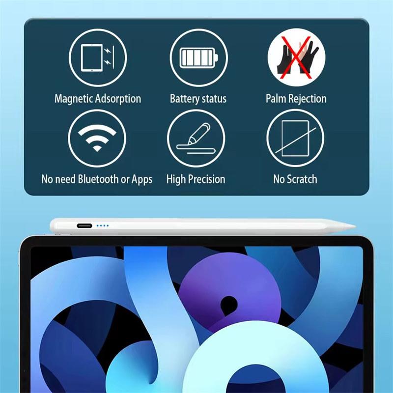 Stylus Pen pentru Apple Pencil cu indicatori LED de alimentare, creion tactil cu respingere a atingerii prin palmă, pentru iPad Pencil 2022 2021 2020 2019