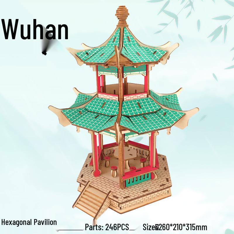 Wuhan Yangtze Bridge DIY Wooden 3D Puzzle Model