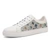 Neue Herren Freizeitschuhe aus echtem Leder Trend Leinendruck Flache Skateschuhe Junger Mann Coole Loafer