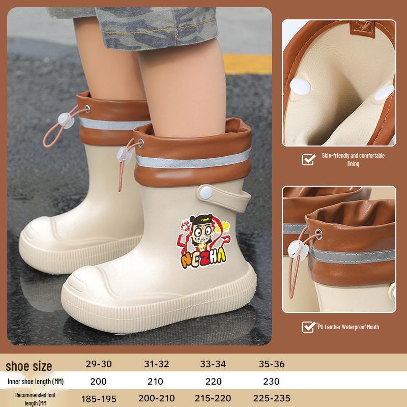 Children's Waterproof Non-Slip Rubber Rain Boots for Boys and Girls - Warm, School-Ready Footwear