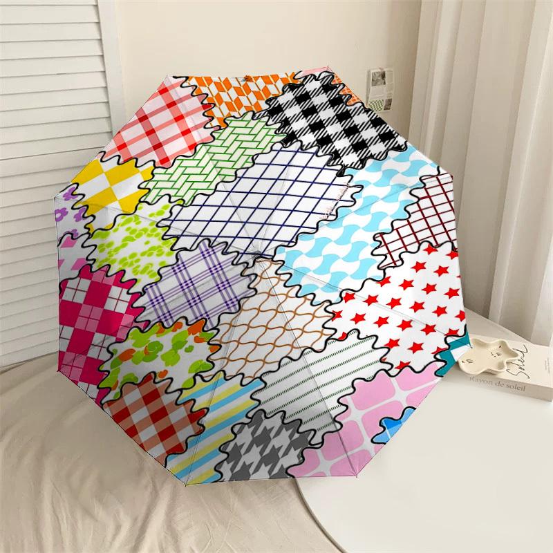 1PC fabric patternsUmbrella-8-Rib Reinforced, Automatic Open, Lightweight & Durable, Cute Fashion Accessory for Outdoor-P165