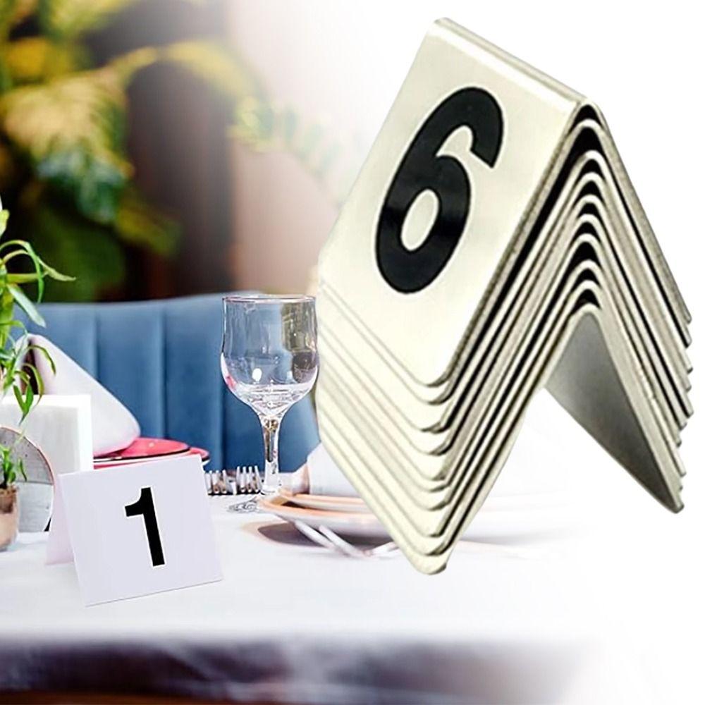10 Stück/Set Tisch Nummernschild aus Edelstahl Doppelseitig Nummeriert 1 bis 20 Digitale Kartenplatte Restaurant Hotel Schreibtischnummer