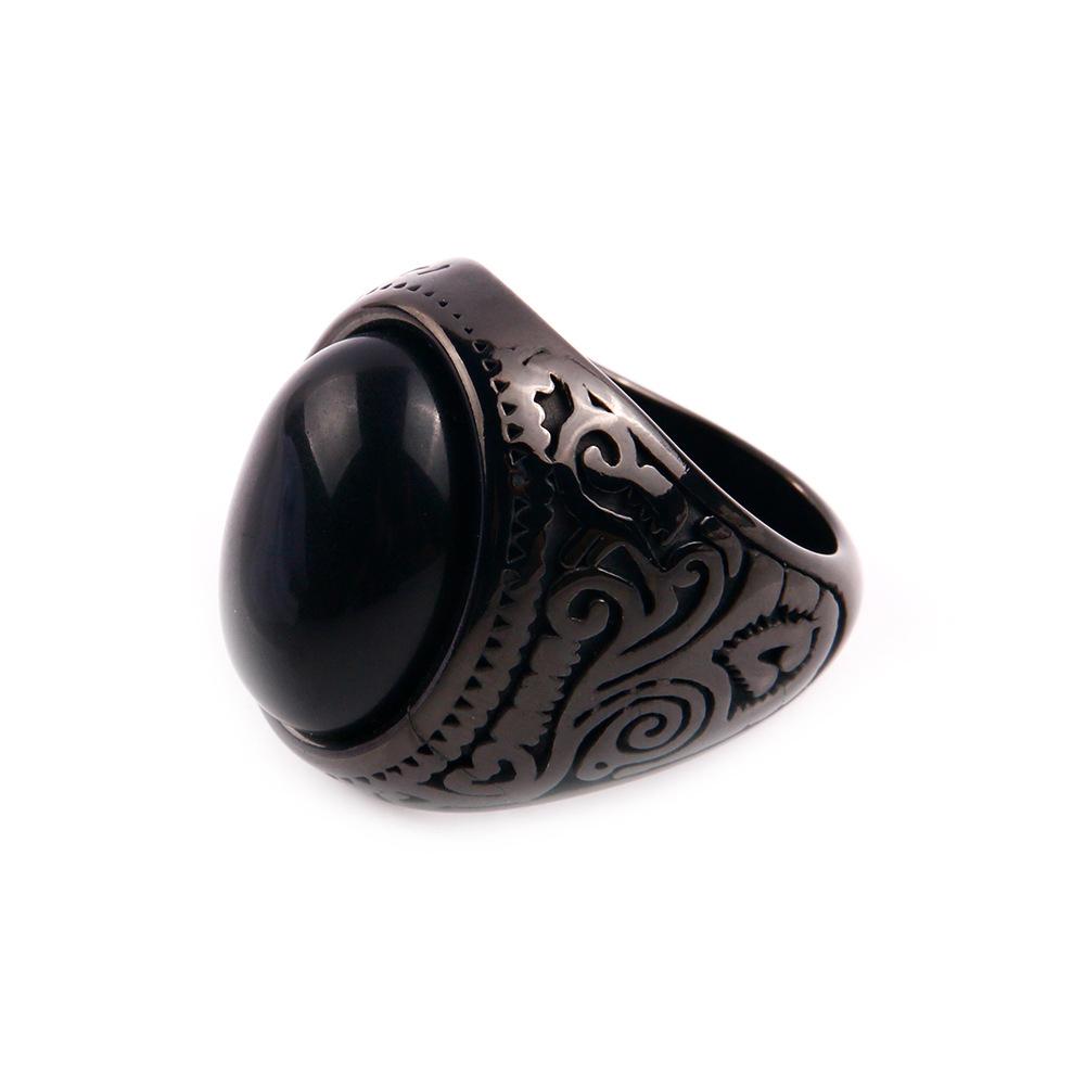 316L Stainless Steel Ring With Black Onyx & Turquoise High Quality Jewelry Factory Direct Sale