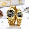 Couple's Gold Stainless Steel Watches: 3ATM Water Resistant, Stylish Analog Display, Japanese-Made Quartz Movement, Gold, Leisure, Business, Men's, Wo