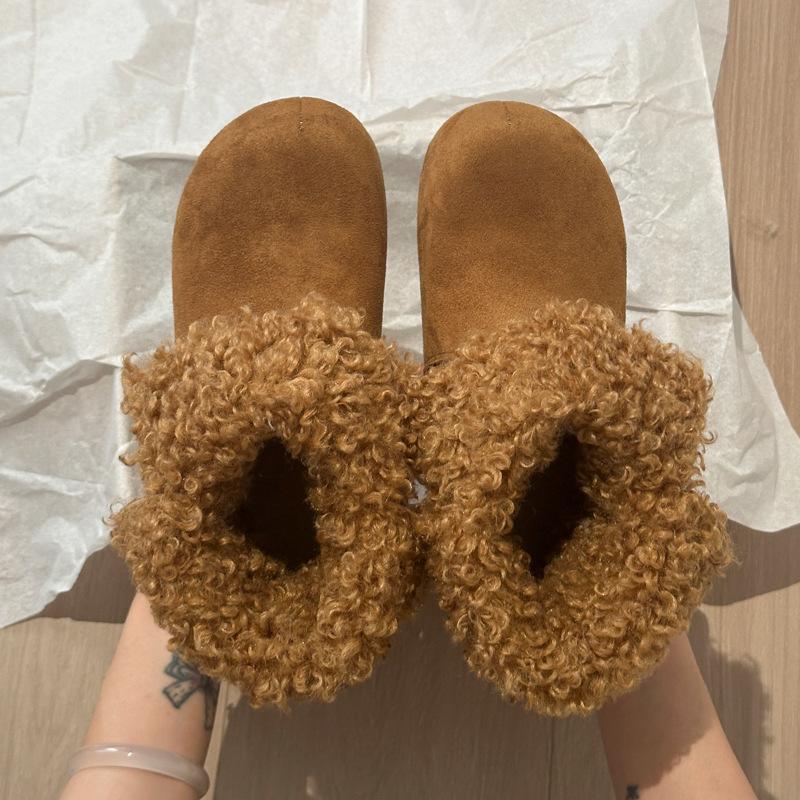 Winter New Boken Boots Women Wear Warm Thick Velvet Snow Boots Big Head Women's Boots