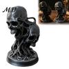 Halloween Party Accents 3D Printed Double Skull Ornament, Resin Twisted Skeleton Figurine, Gothic Desktop Home Decorations Statue for Bar &
