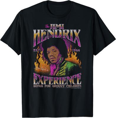 Jimi Hendrix Songs for Groovy Children Flames Vintage Band T-Shirt Mens Womens Tees Top