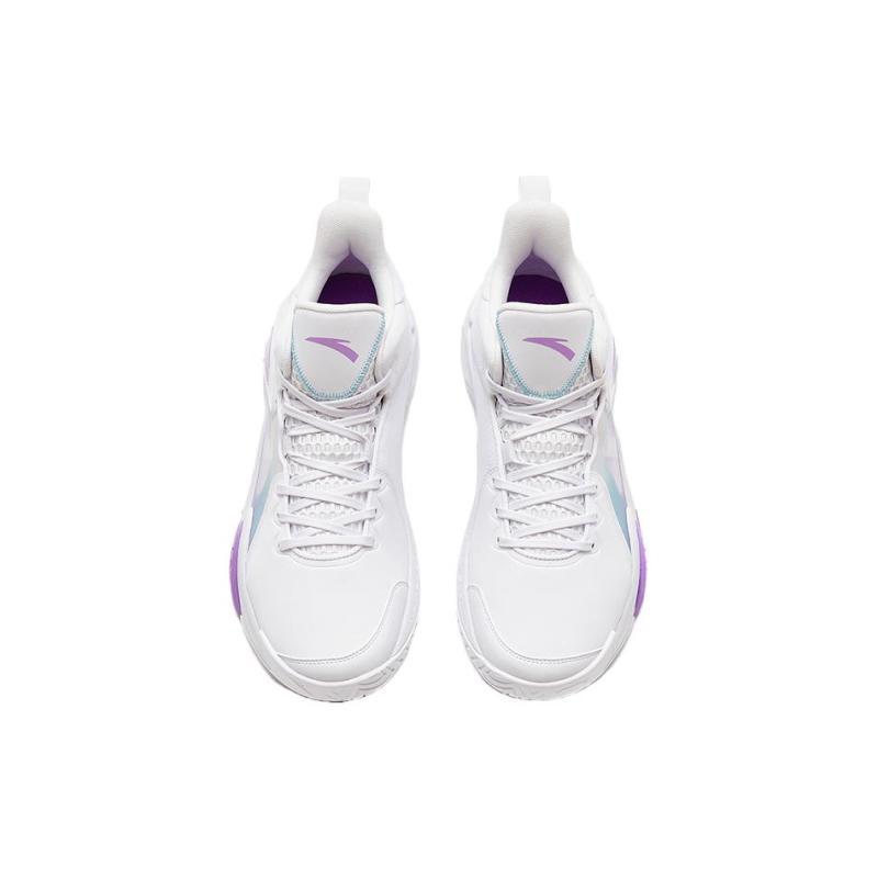 Anta Airspace 4 Slip Resistant Abrasion Resistant Low top Basketball Shoes Men's White Purple Sneakers 912531608SF-2