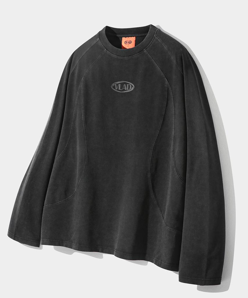 Dimiteulibeullaeg Vlad Pigment Slash Long Sleeve T-Shirt_Charcoal