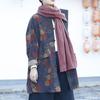 Johnature Women Vintage Corduroy Jackets Print Floral Long Sleeve Coats Spring Button Pockets Chinese Style Jackets