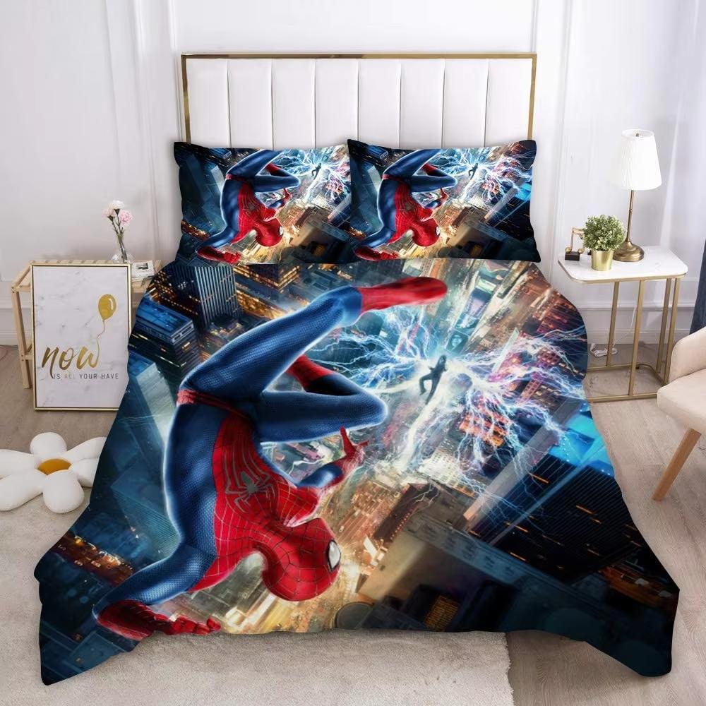 Marvel Comics Spider-Man Set Biancheria da Letto Anime Copripiumino 1009 Poliestere Adatto per Bambini e Adulti Set da 3 Pezzi
