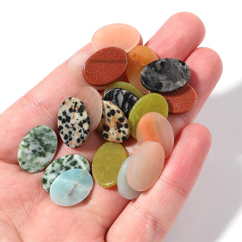 5pcs 13x18mm Oval Natural Cabochon Stone Flat Round Colorful Spacers For Earrings/Pendant DIY Jewelry Making Accessories
