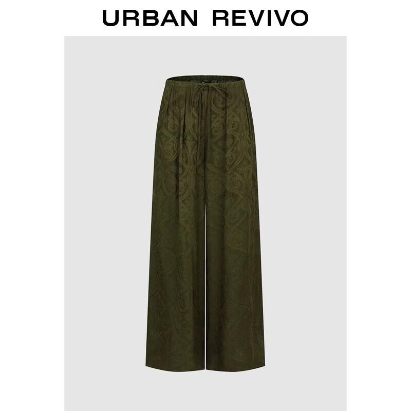 UR2026 Women s Textured Tie-Waist Wide-Leg Pants S